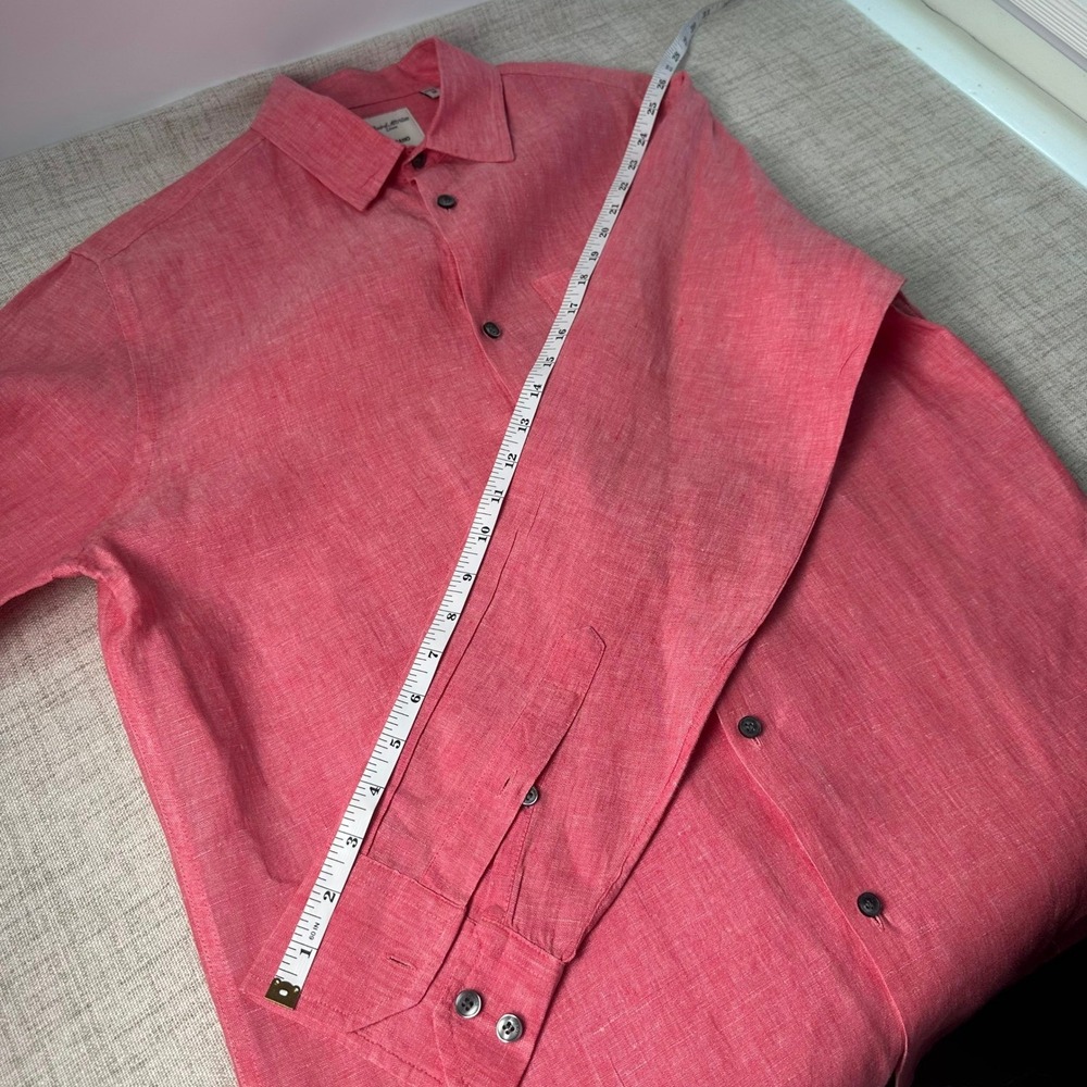 Murano Baird McNutt 100% Linen Coral Pink Long Sleeve Shirt Men's M - Picture 6 of 9